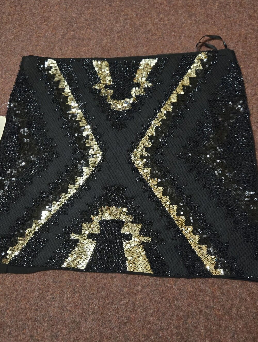 New! Forever 21 Sequin Mini Skirt Gold & Black Size Small Lined Zip Side - Picture 11 of 11